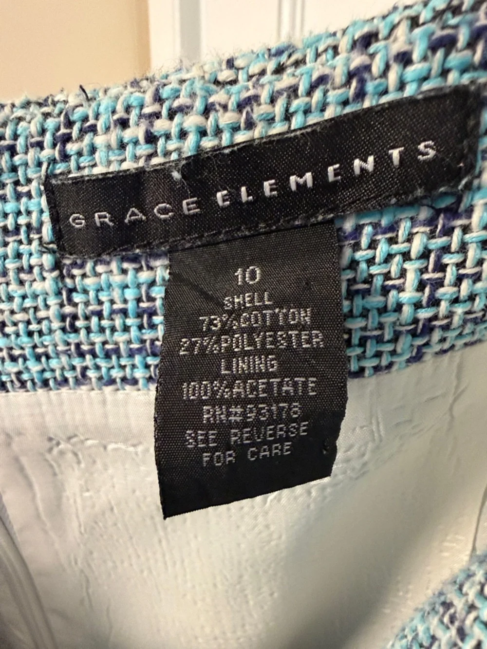 Grace Elements Tweed Pencil Skirt in Teal Blues Mix